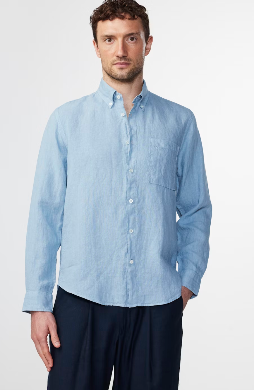 NN07 Arne LS Linen Shirt Ashley Blue