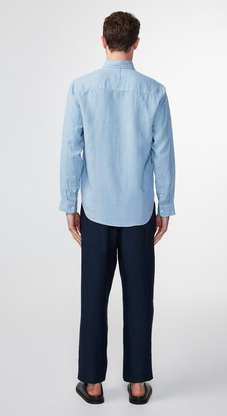 NN07 Arne LS Linen Shirt Ashley Blue