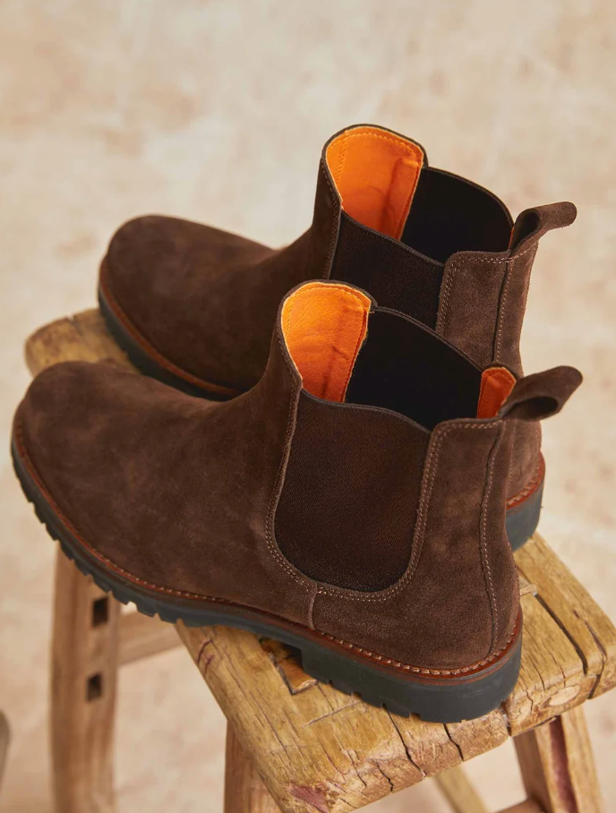 Penelope Chilvers Horatio Suede Chelsea Boot Bitter Chocolate