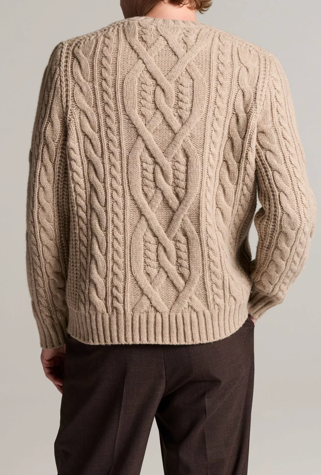 Vince Mega Cable LS Crew Oatmeal