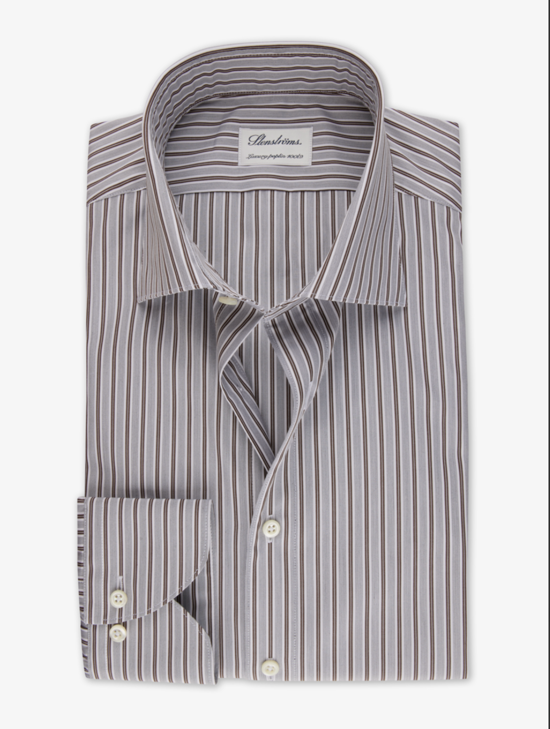 Stenstroms Fitted Dress Shirt Dr Brown Stripe GraeClothing Stenstroms Fitted Dress Shirt Dr Brown Stripe GraeClothing