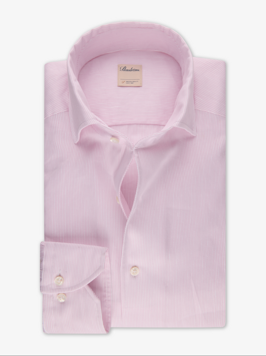Stenstroms Fitted LS Shirt Lt Pink Stripe