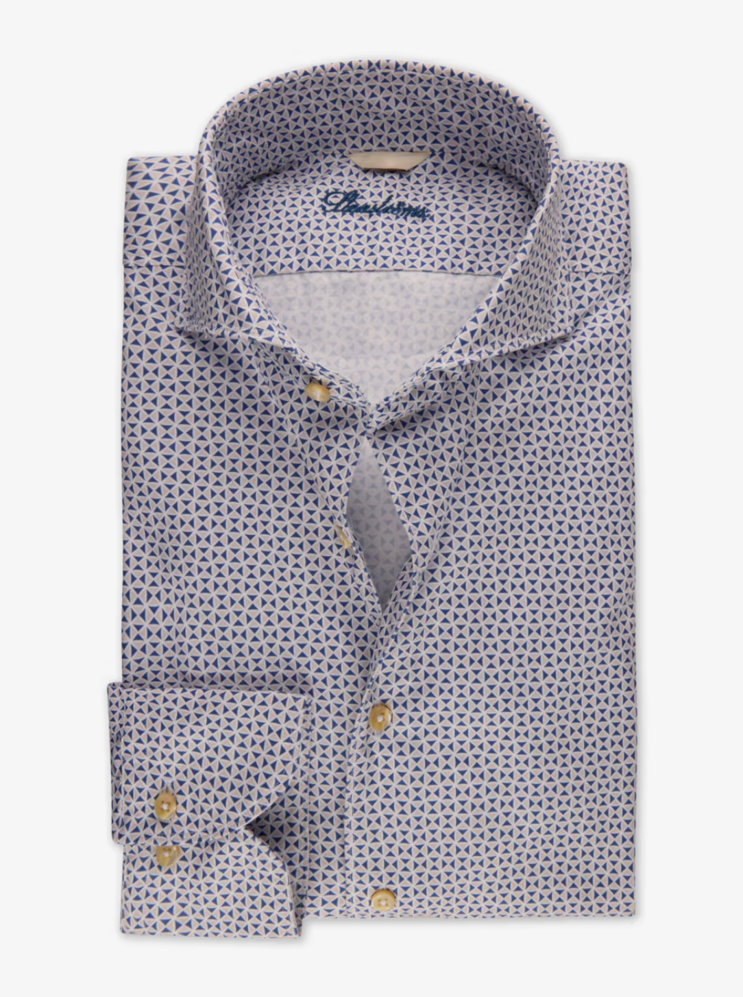 Stenstroms Fitted LS Shirt Blue Pattern