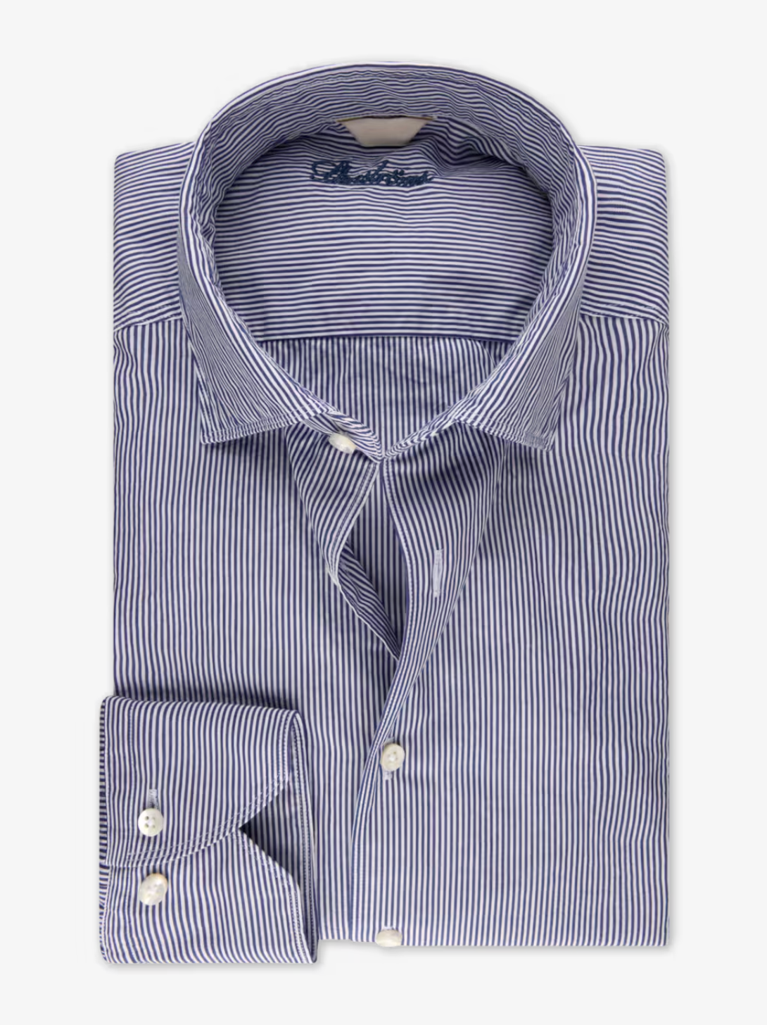 Stenstroms Fitted Navy Stripe LS