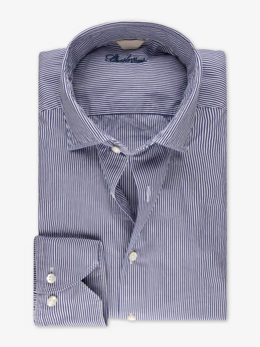 Stenstroms Fitted Navy Stripe LS