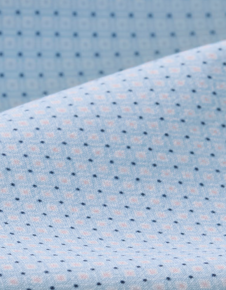 Mizzen + Main Leeward SS Dress Shirt Lt Blue Pressed Diamond