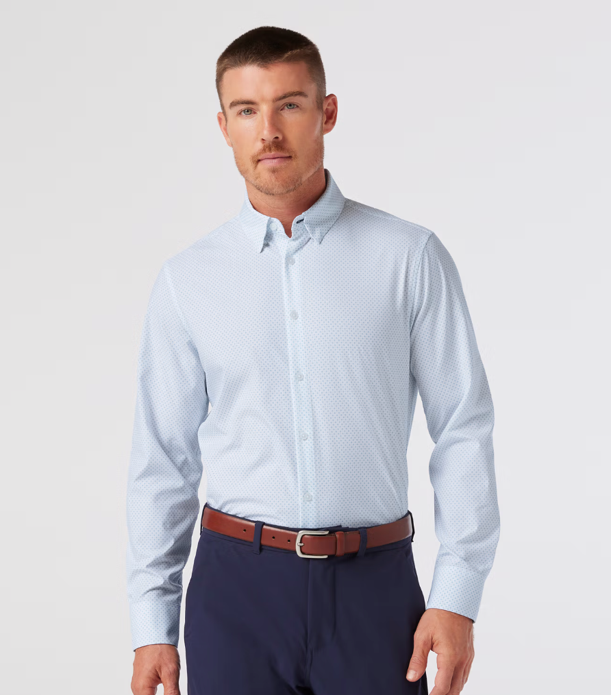 Mizzen + Main Leeward LS Dress Shirt White Double Diamond