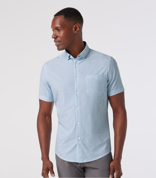 Mizzen + Main Leeward SS Dress Shirt White Geo