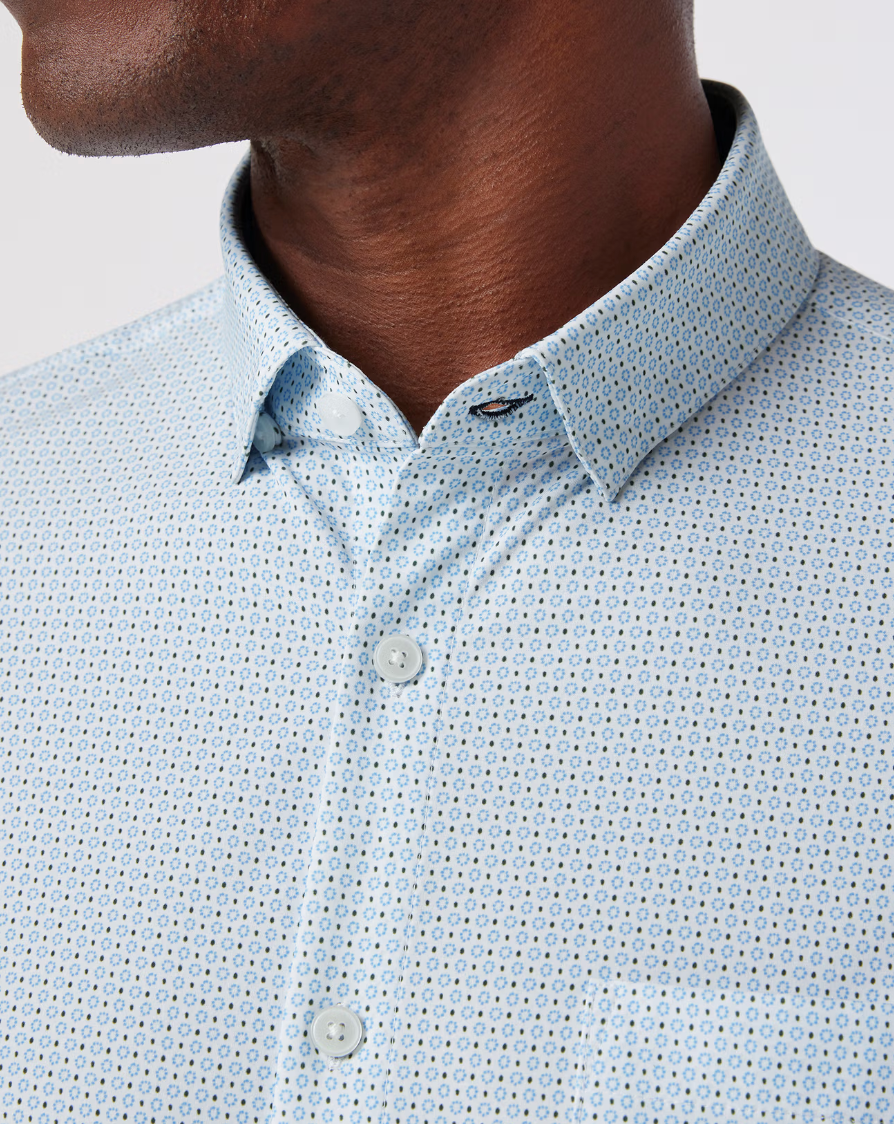 Mizzen + Main Leeward SS Dress Shirt White Geo Bloom
