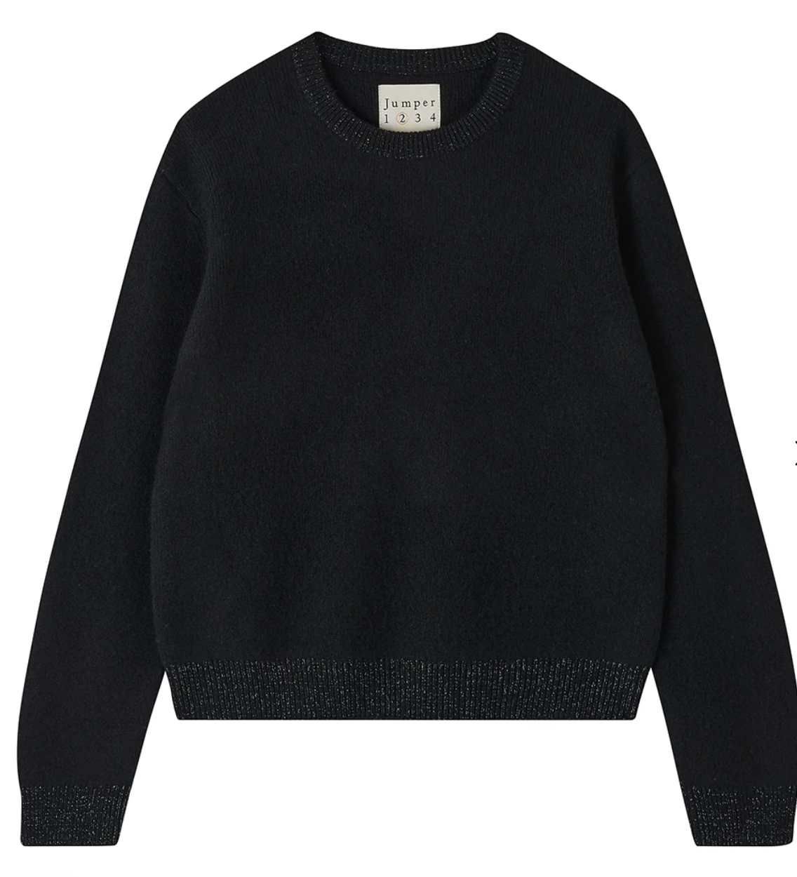 Jumper Contrast Lurex Rib Crew Black/Silver