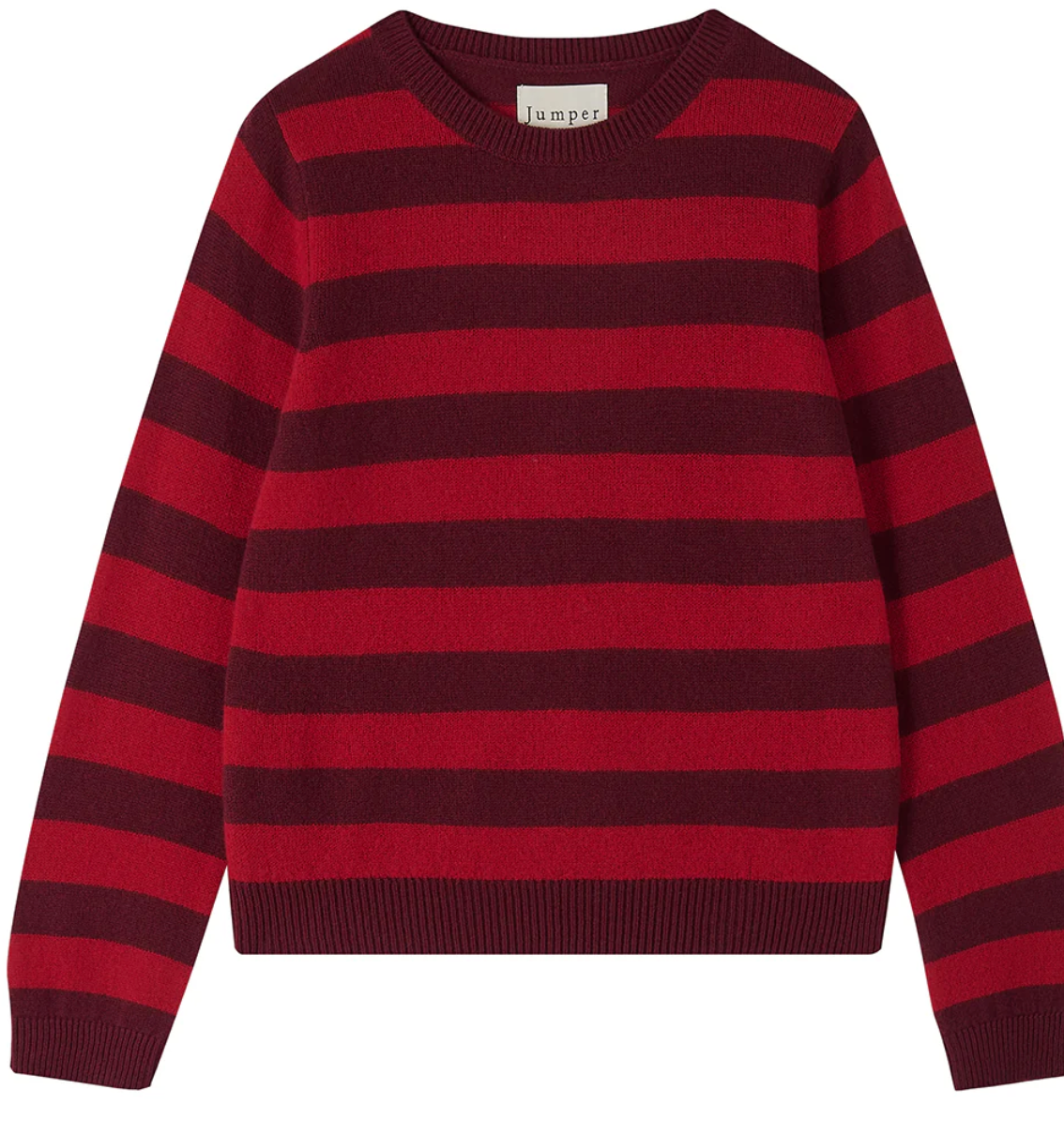 Jumper Stripe Cashmere Crew Burgundy/Dull Red