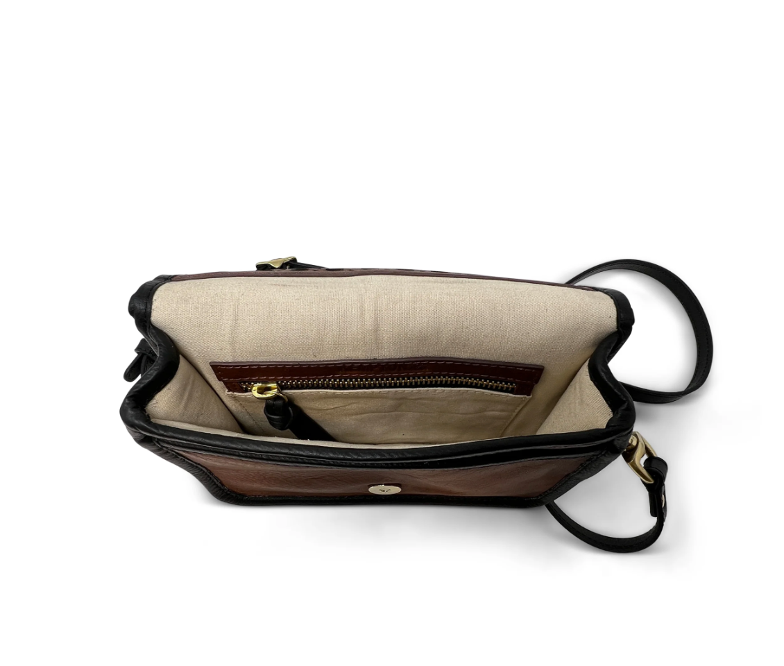 Kempton Mini Mia Crossbody Leather Rattan Brown