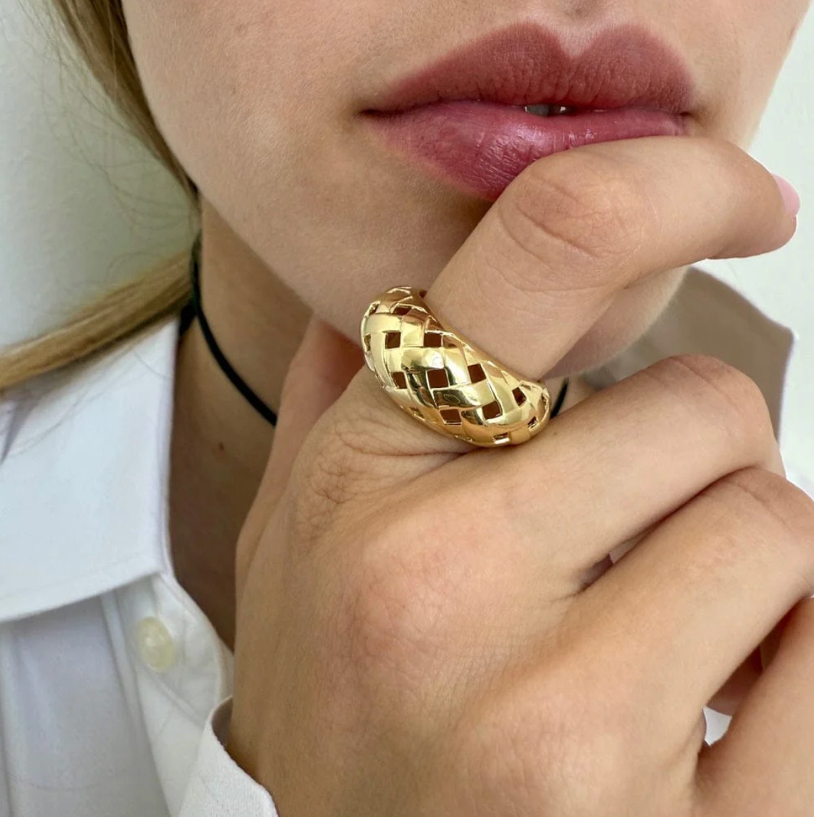 Jennifer Zeuner Solora Ring 18K Yellow Gold Plated Silver 7