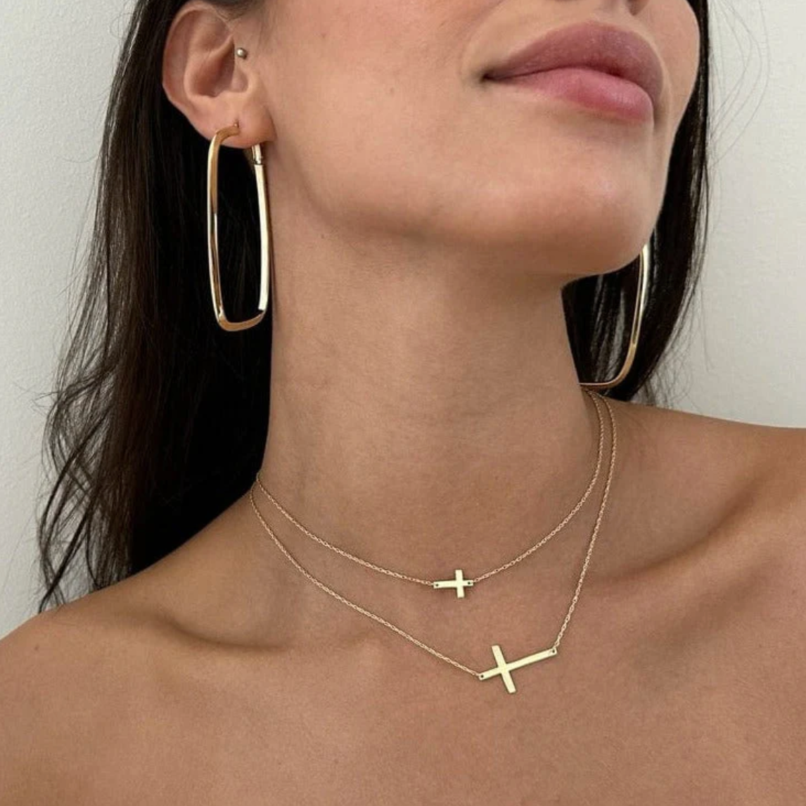 Jennifer Zeuner Luke 2.5" Hoops 18K Yellow Gold Plated Silver