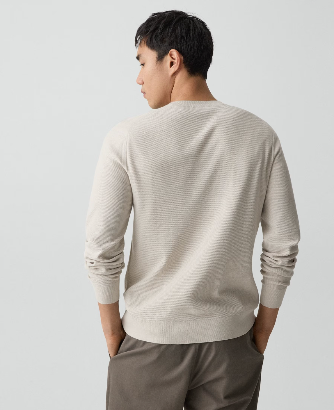 Theory Riland LS Lightweight Crewneck Silver Cloud