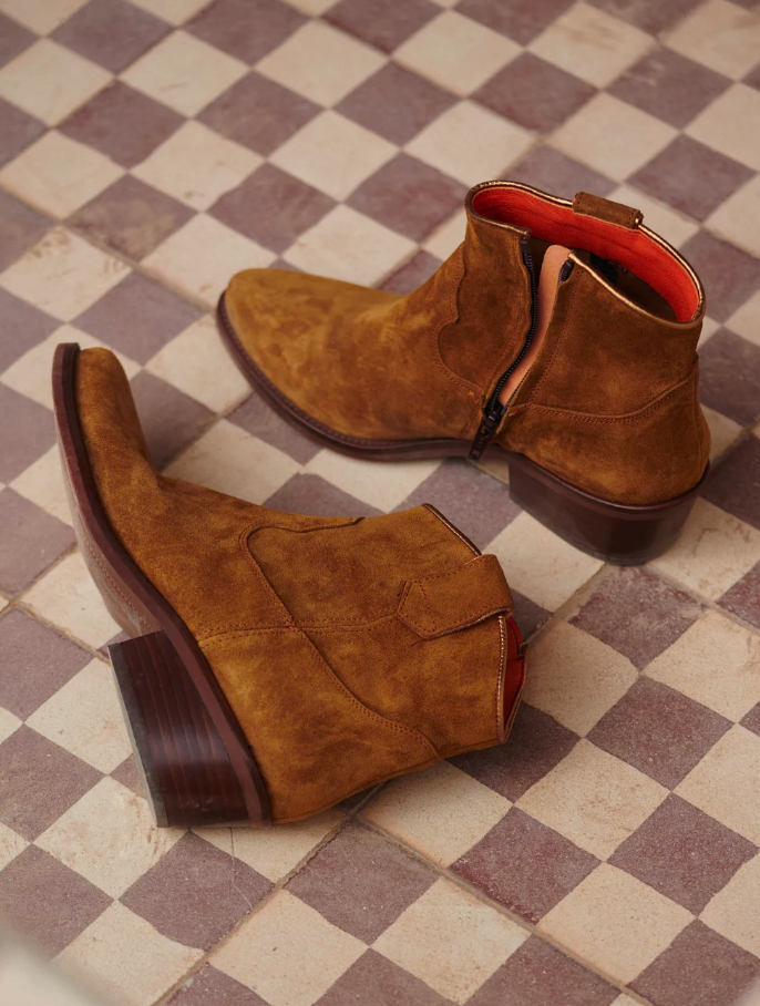 Penelope Chilvers Cassidy Suede Cowboy Boot Tan