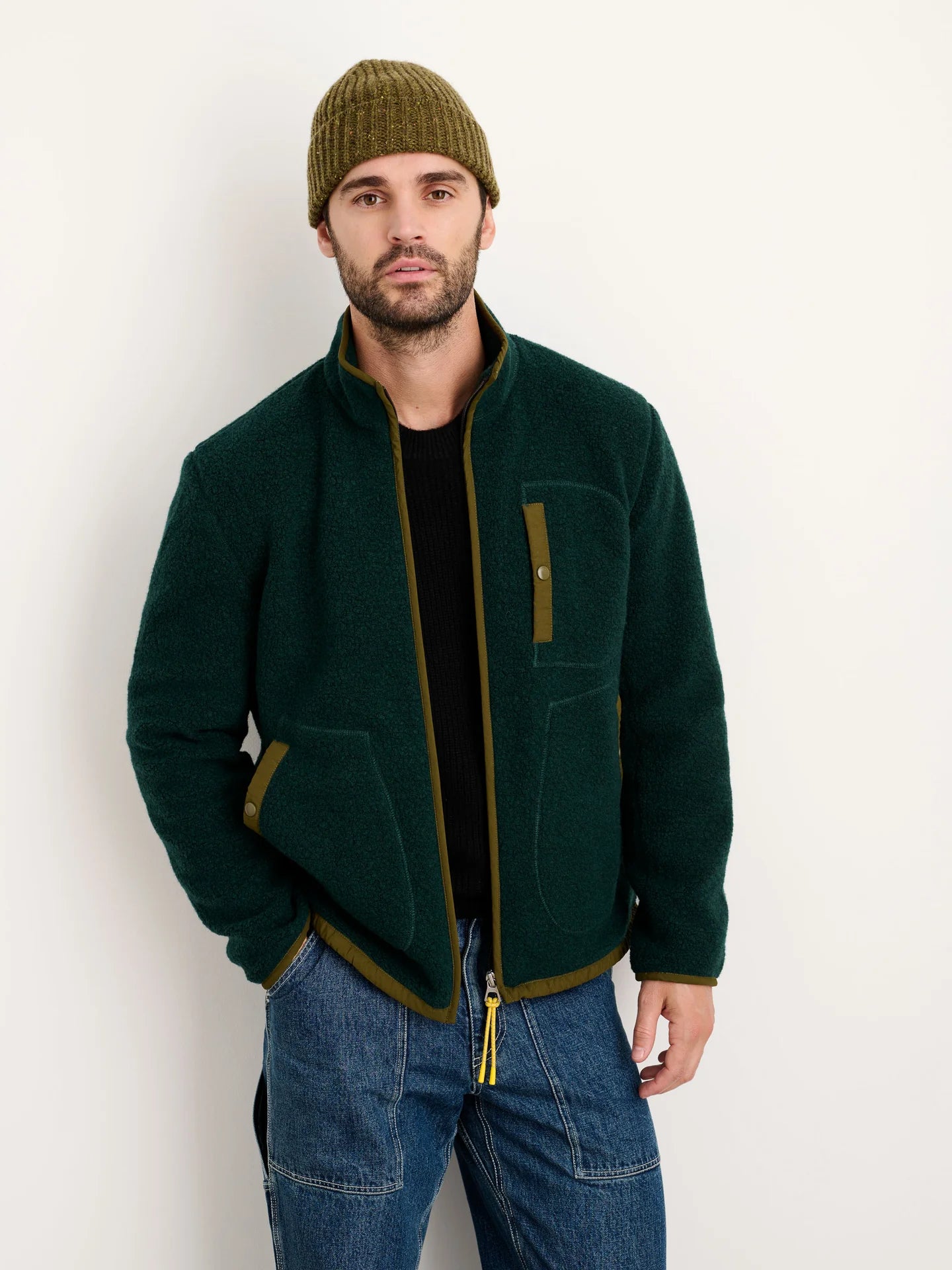 Dark green sherpa sales jacket