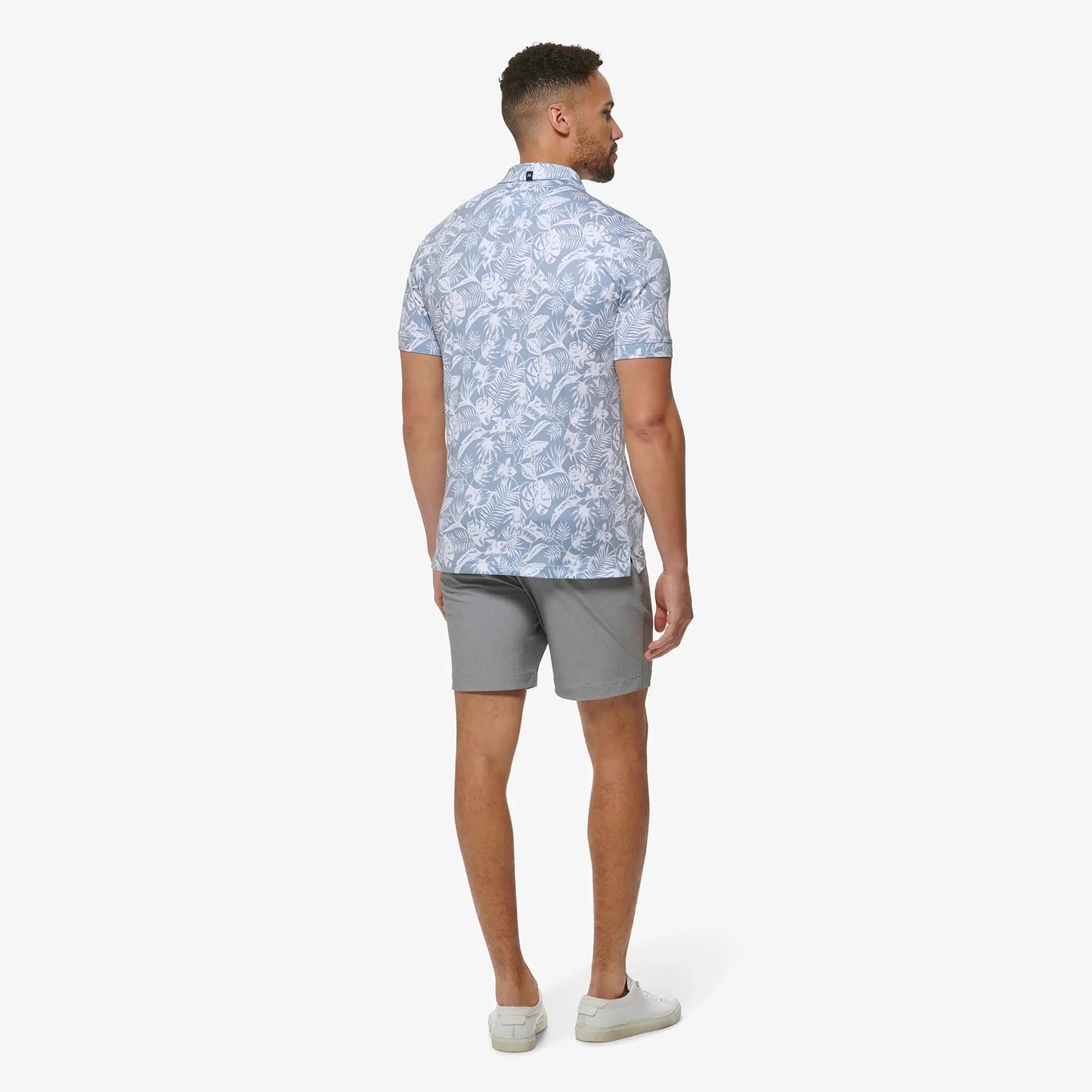 Mizzen + Main Versa SS Polo Ashley Blue Palm Print