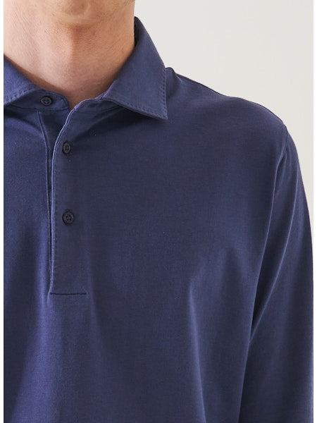 Patrick Assaraf LS Iconic Pima Stretch Polo Blueberry