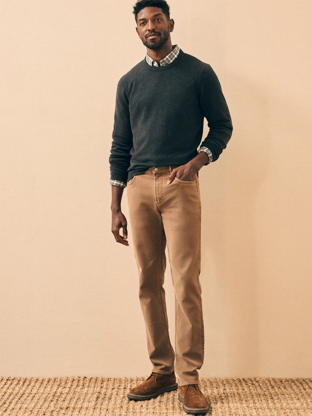 Faherty StretchTerry 5 Pocket Bark Brown