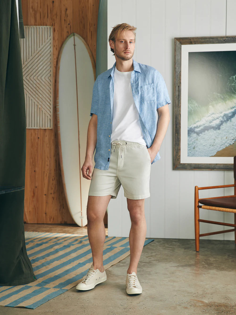 Faherty Essential Drawstring Short Birch