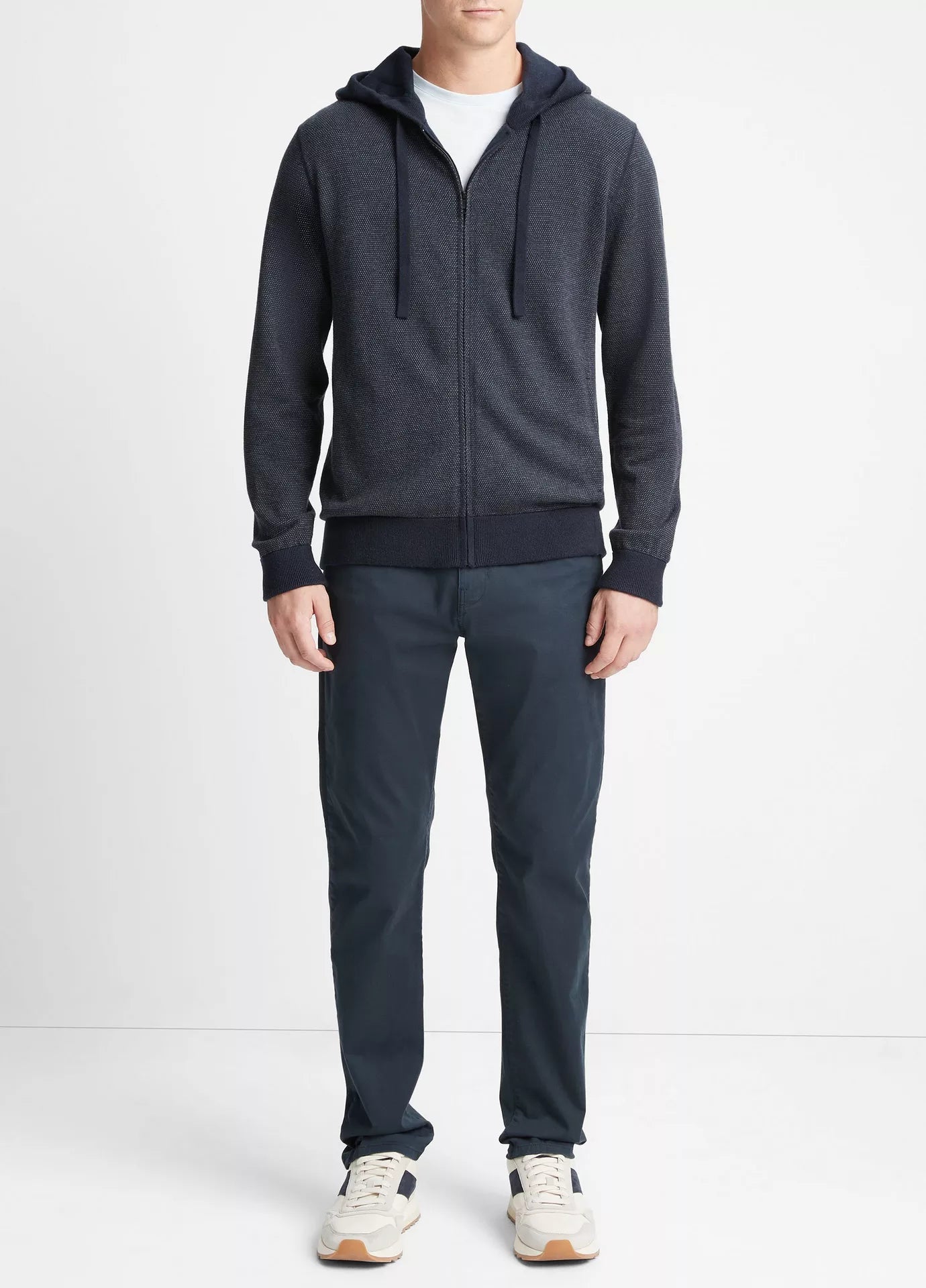 Vince Birdseye Full Zip Hoodie Coastal/Med Grey