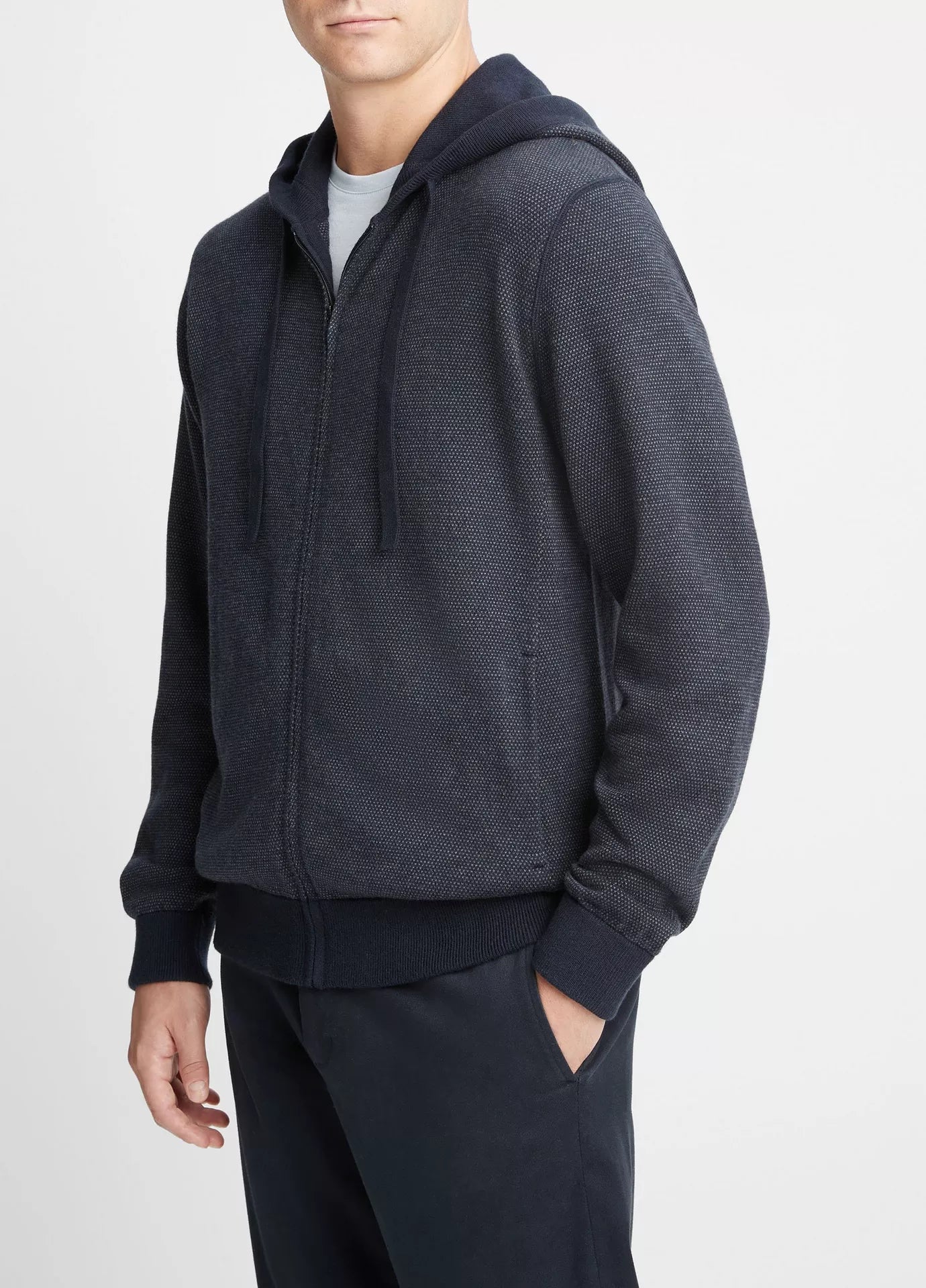 Vince Birdseye Full Zip Hoodie Coastal/Med Grey