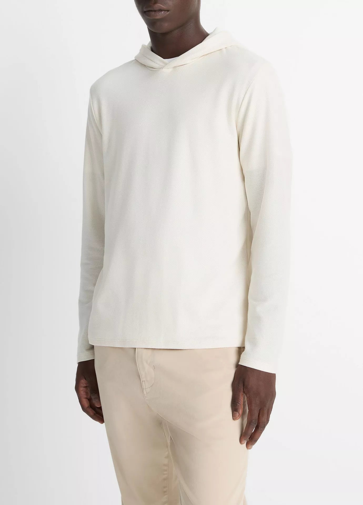 Vince Pima Pique Hoodie Blanco