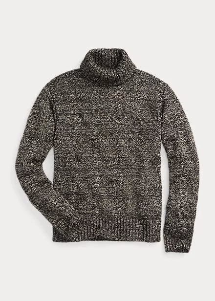 RRL LS Wool/Cotton/Linen Turtleneck Sweater Salt Pepper Marl