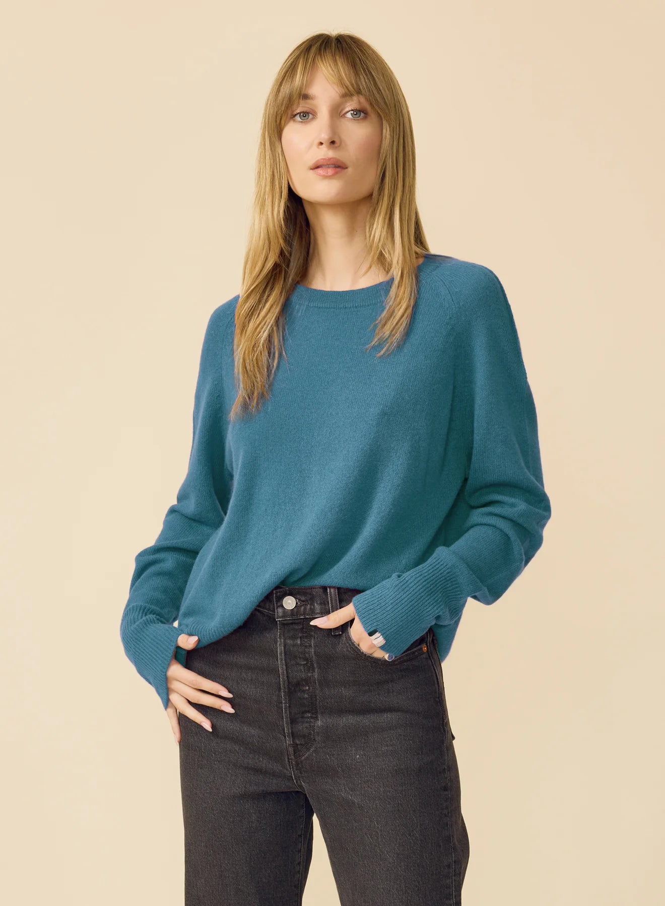 One Grey Day Sloane Cashmere PO Bluejay