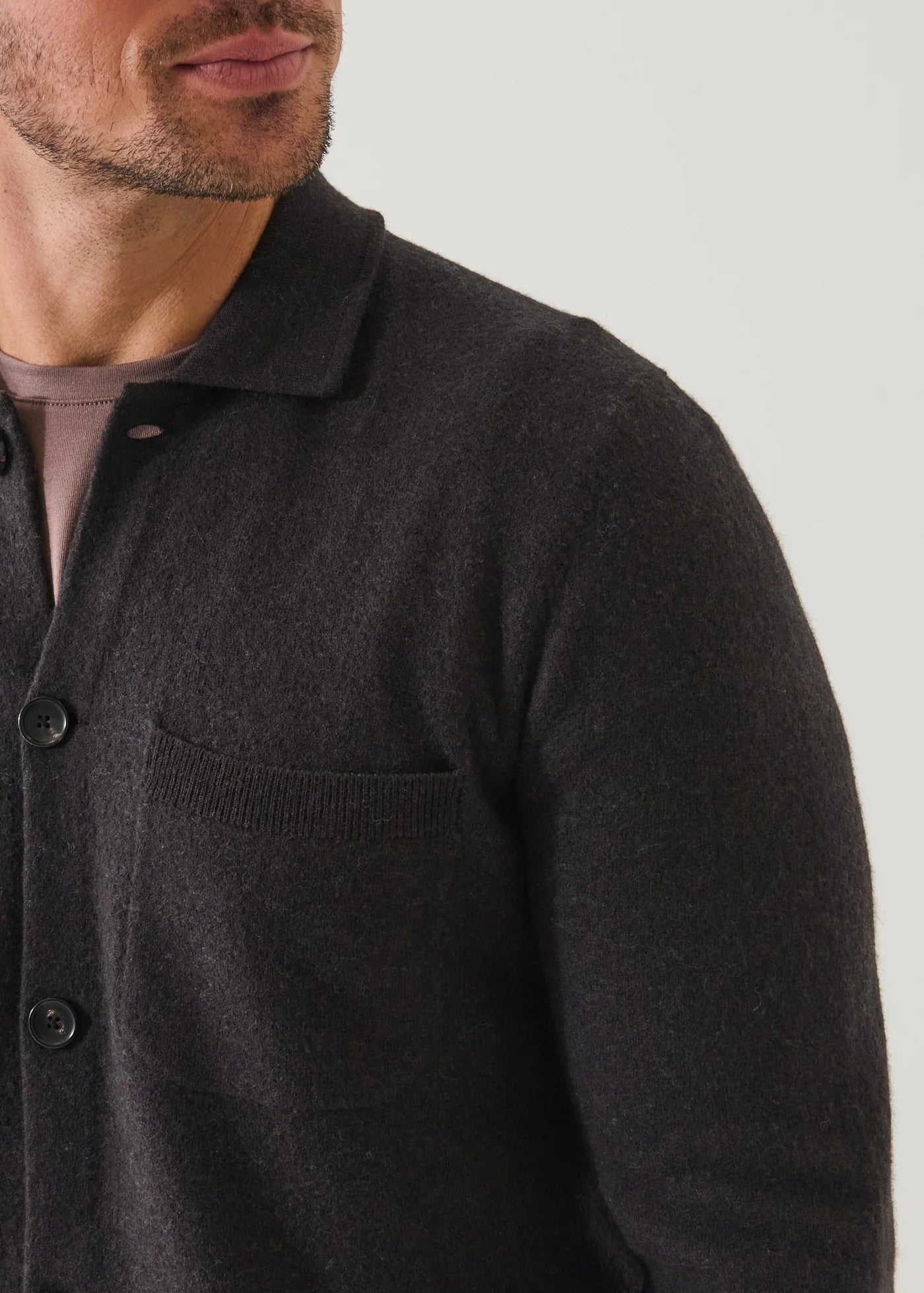 Patrick Assaraf XFine Merino Boiled Wool Button Jacket Brownie