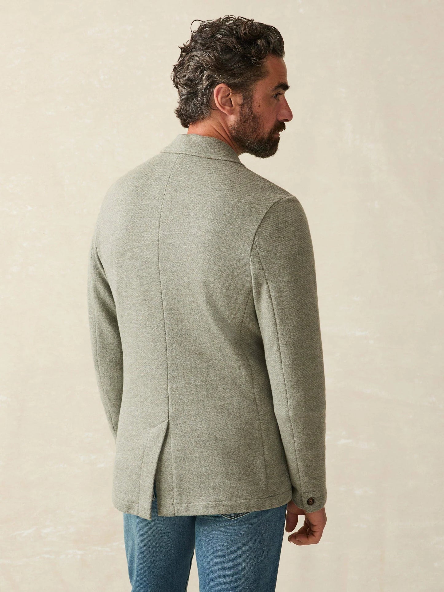 Faherty Inlet Knit Blazer Olive Leaf Melange