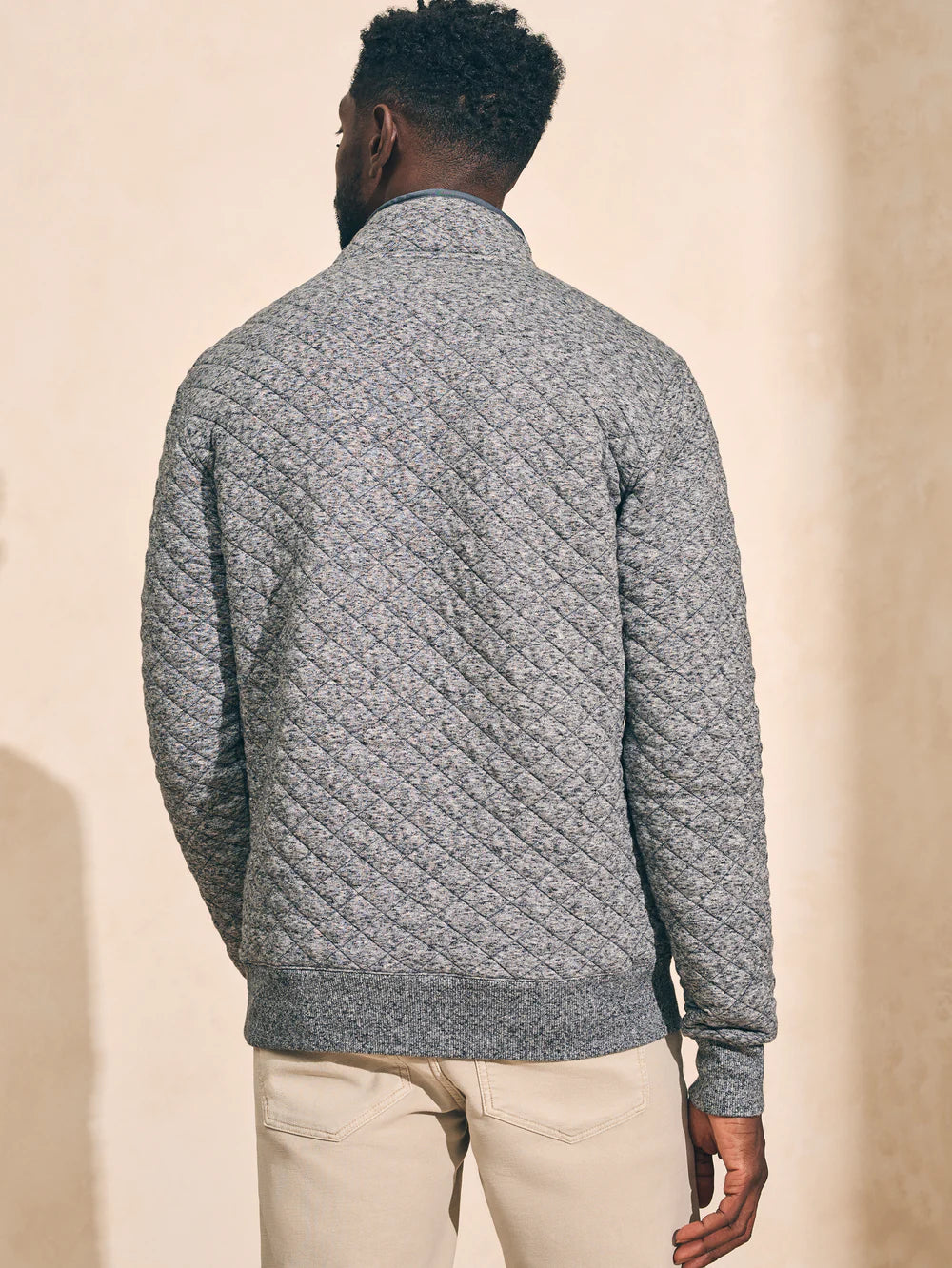Faherty Epic Quilted Fleece PO Carbon Melange