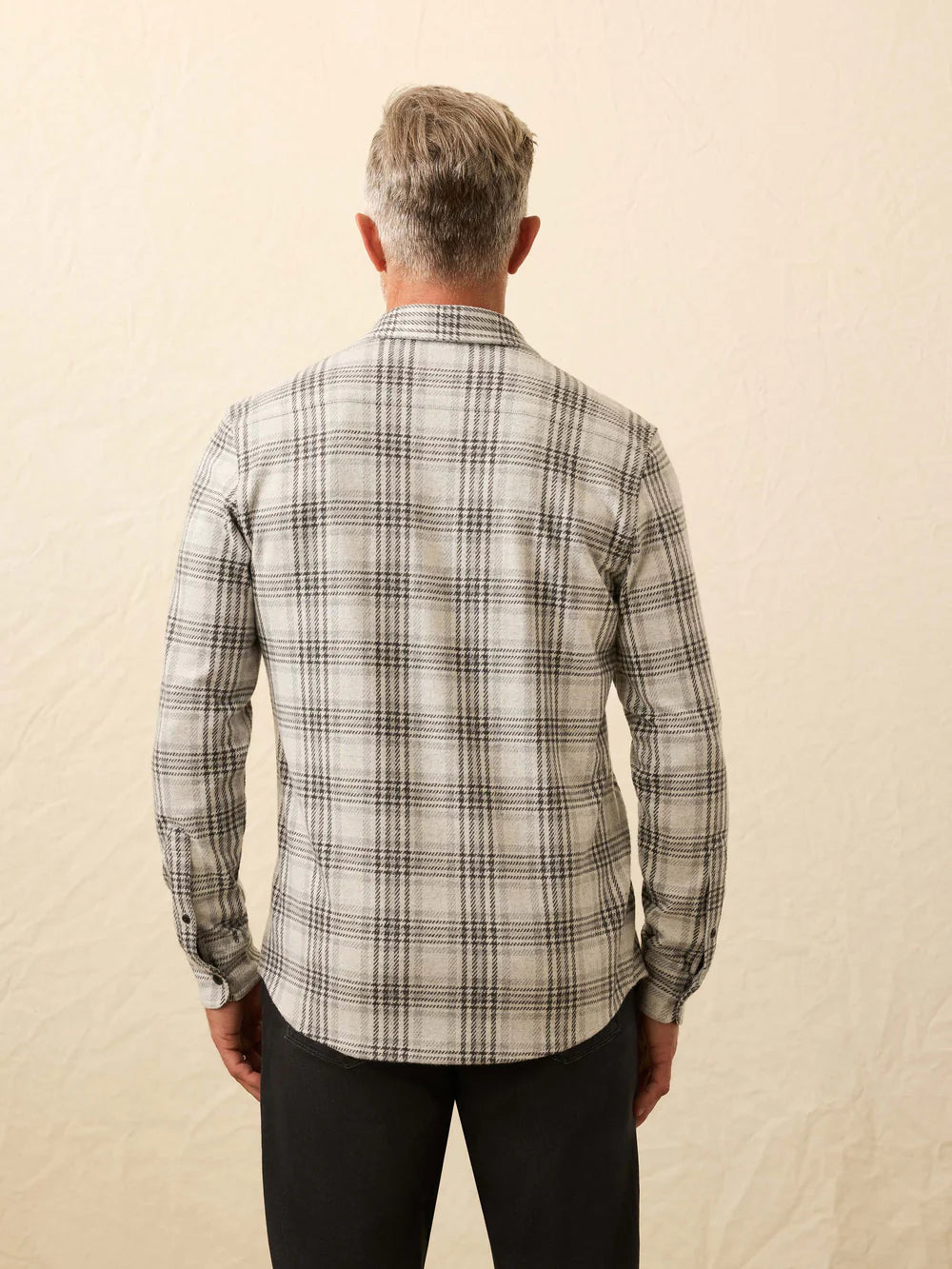 Faherty Legend Sweater Shirt Charcoal Cream Plaid