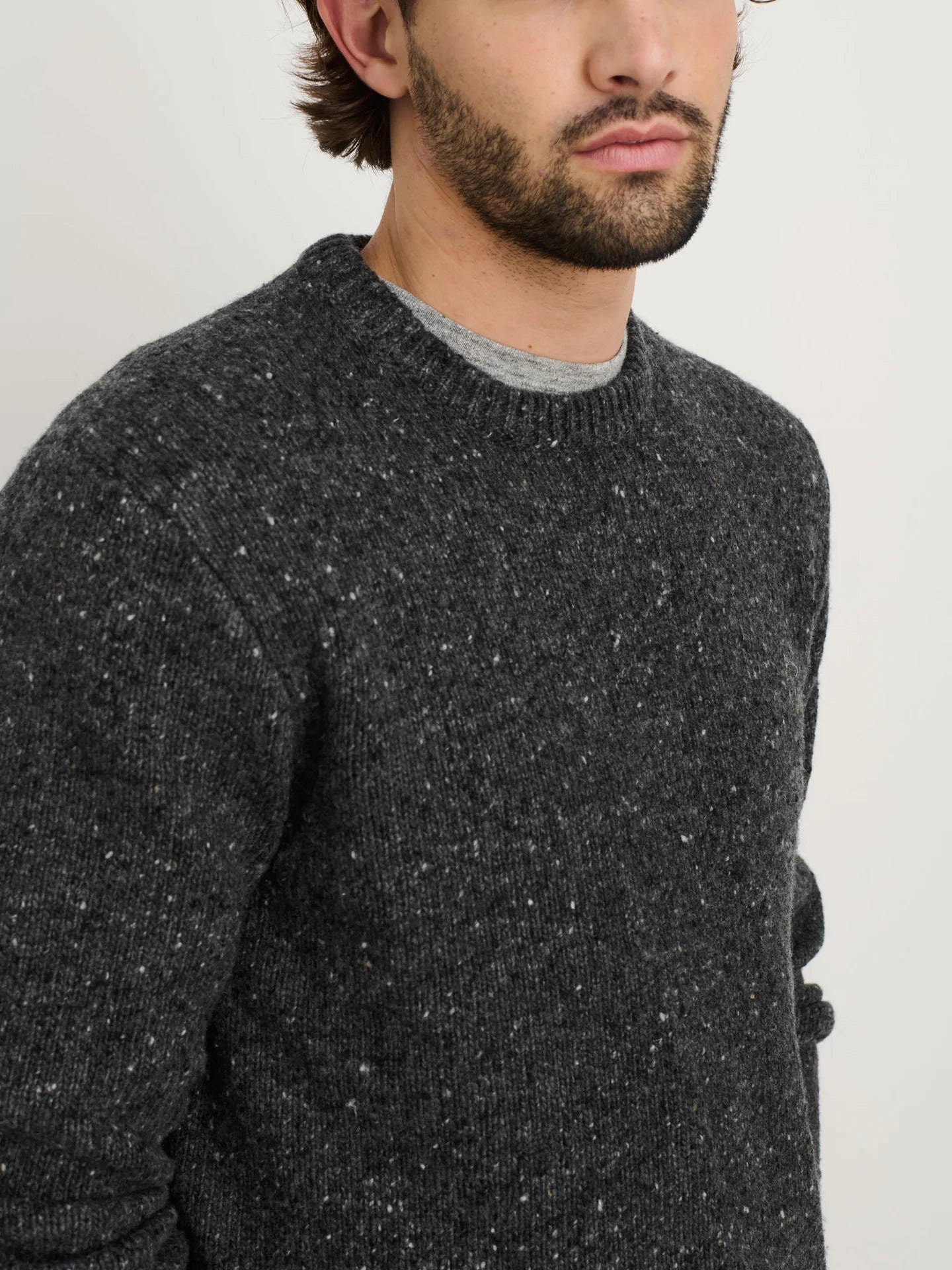 Alex Mill Downing Crewneck in Charcoal Donegal Wool