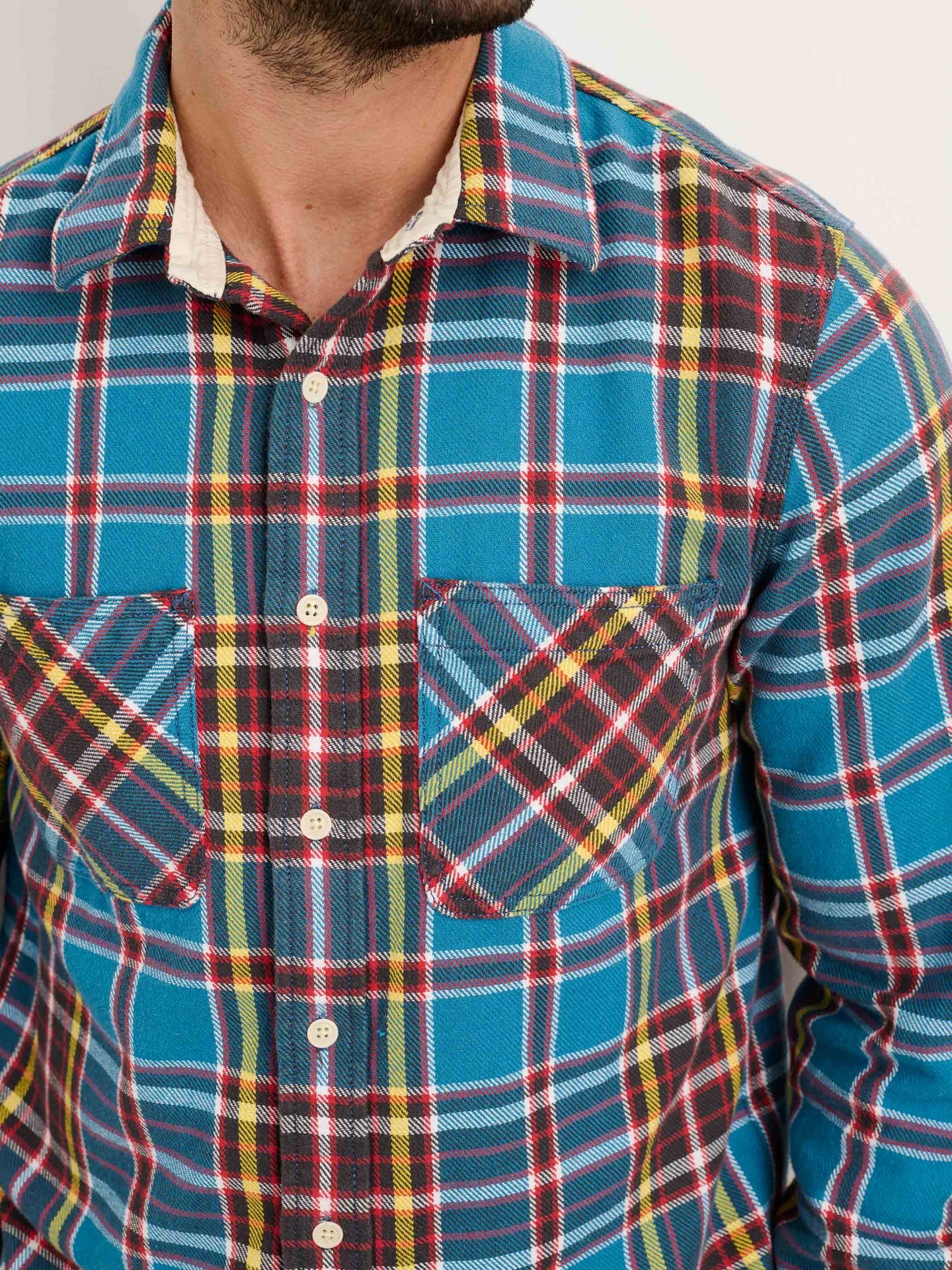 Alex Mill Chore Shirt in Blue Plaid Flannel