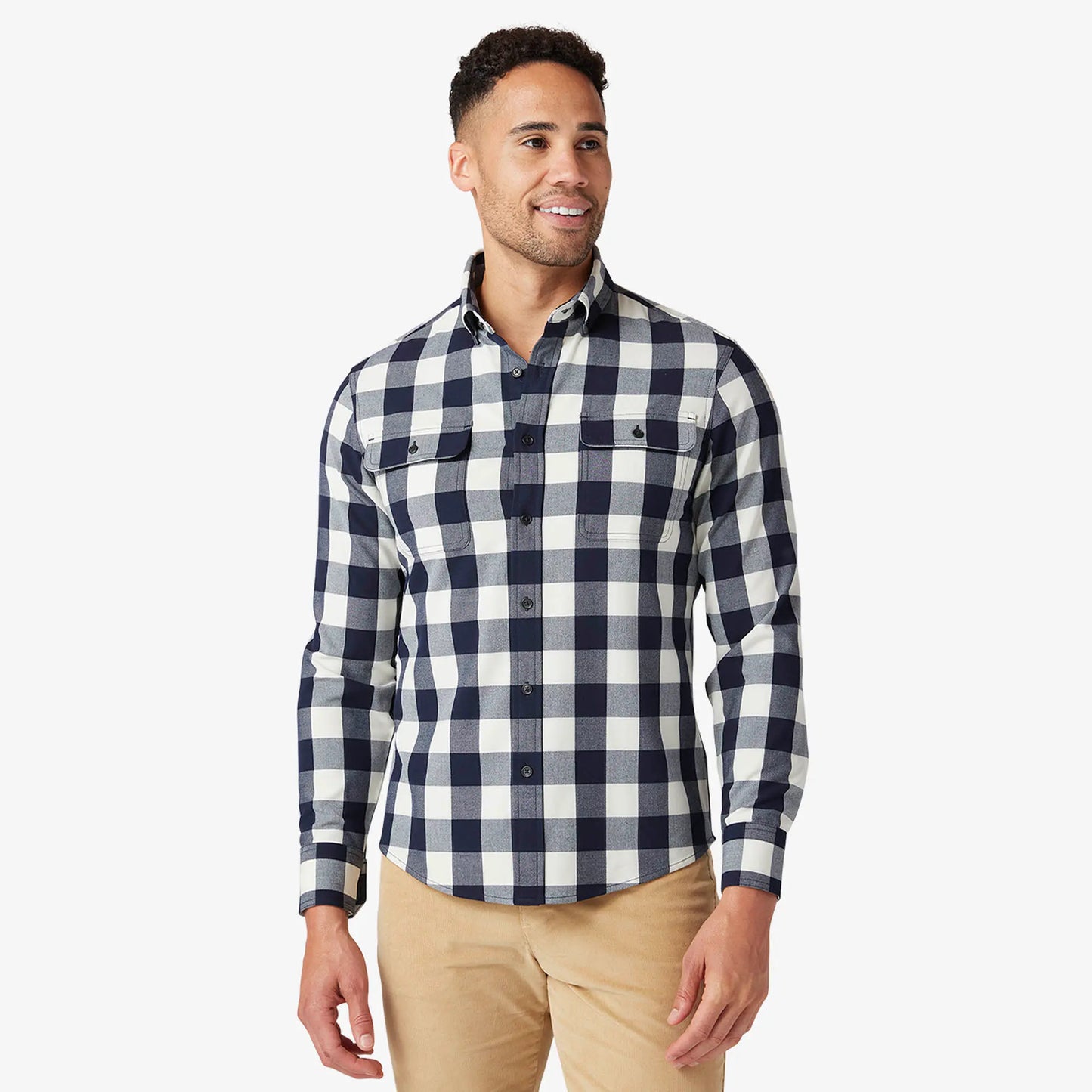 Mizzen + Main City Flannel Navy Buffalo Plaid