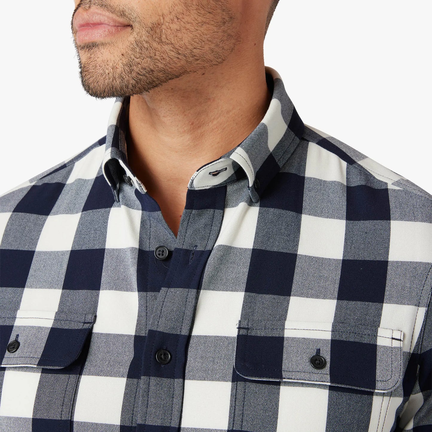 Mizzen + Main City Flannel Navy Buffalo Plaid