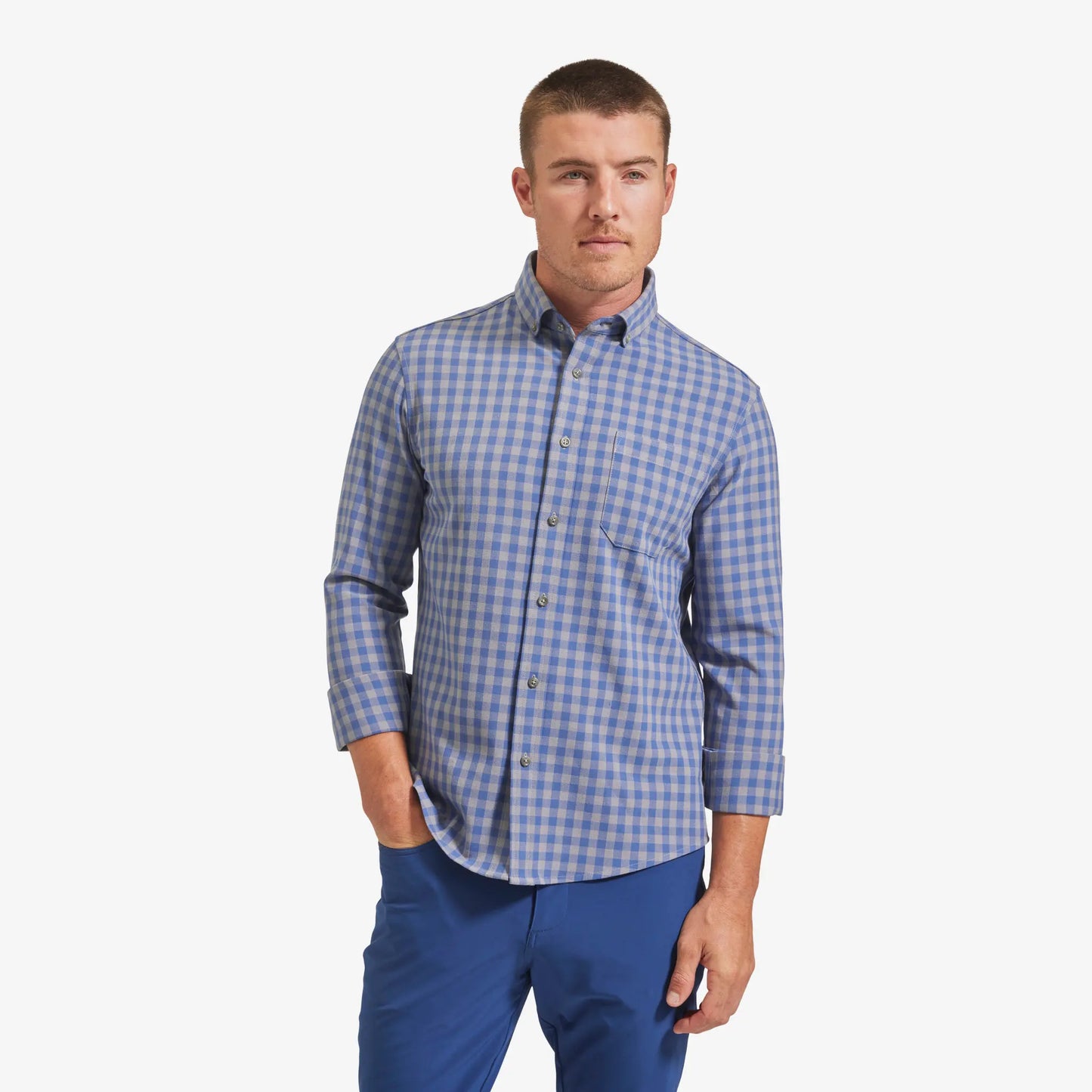 Mizzen + Main City Flannel Blue Gray Gingham