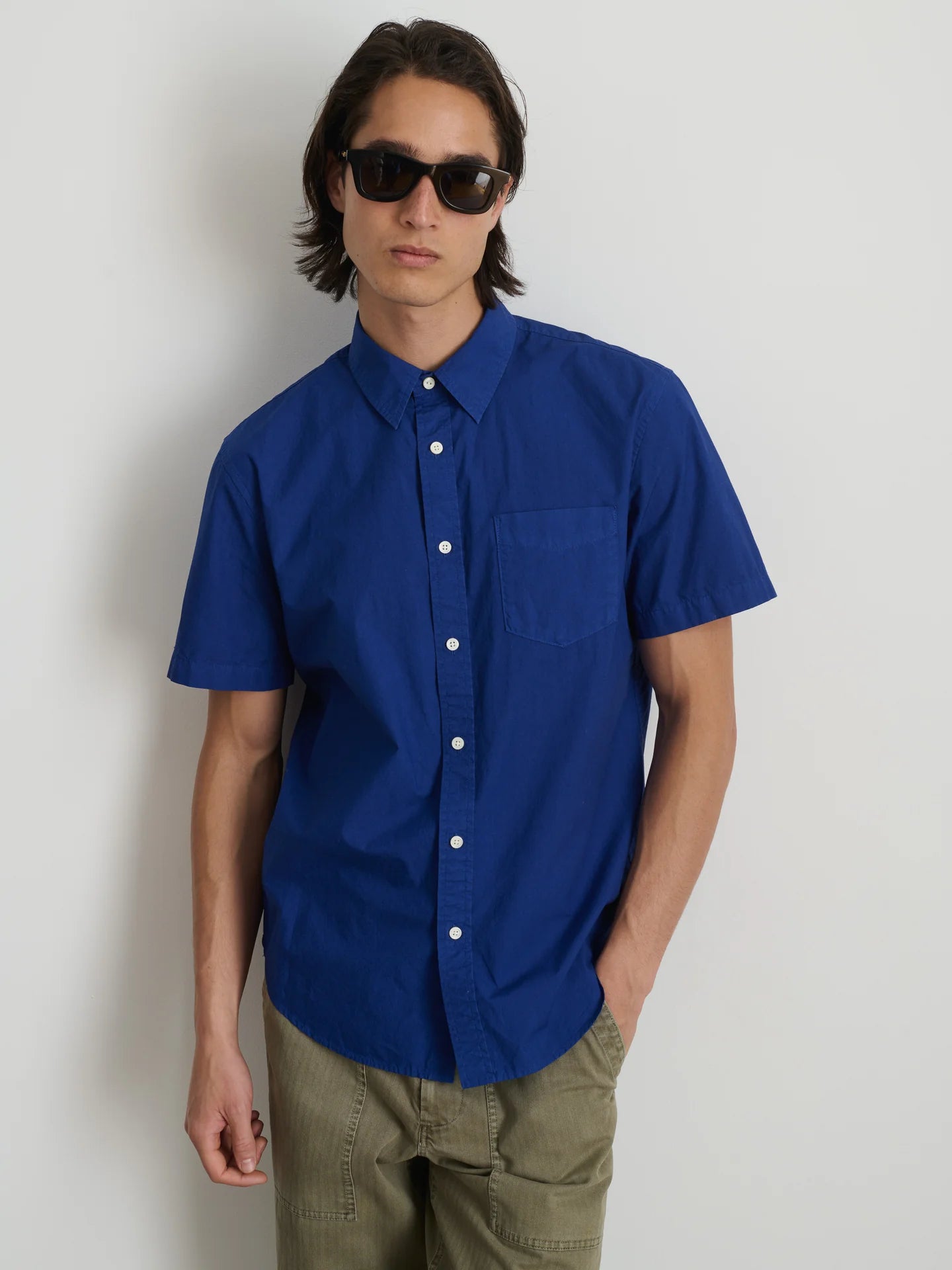 Alex Mill SS Mill Shirt in Paper Poplin Cobalt