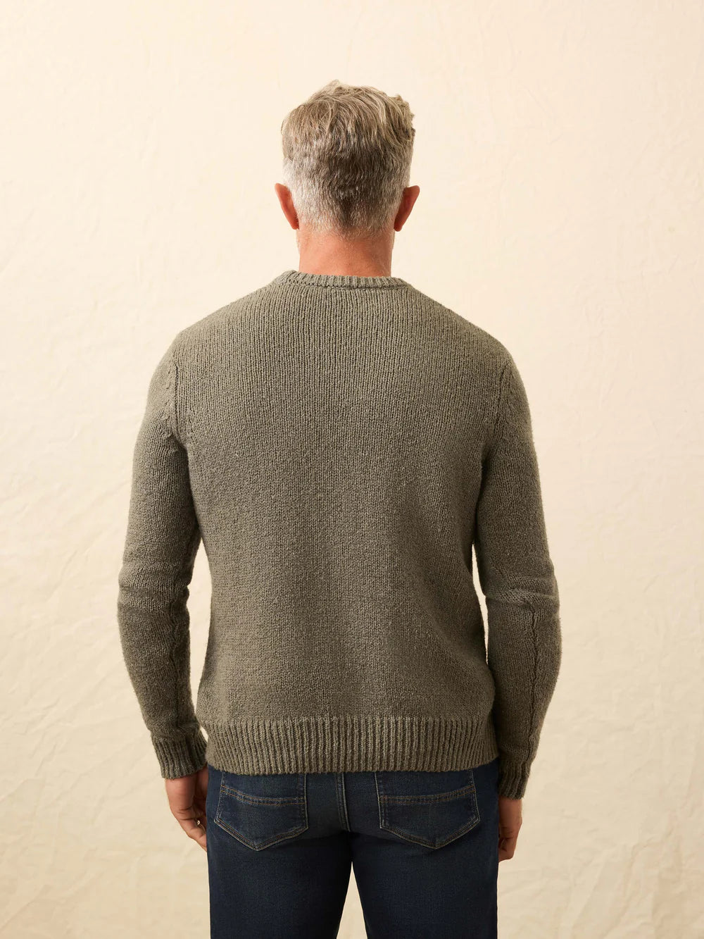 Faherty Heirloom Crewneck Sweater Olive Cove
