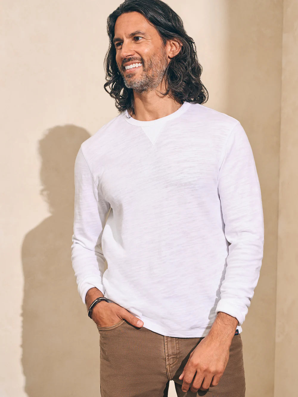 Faherty Sunwashed Slub Crew White