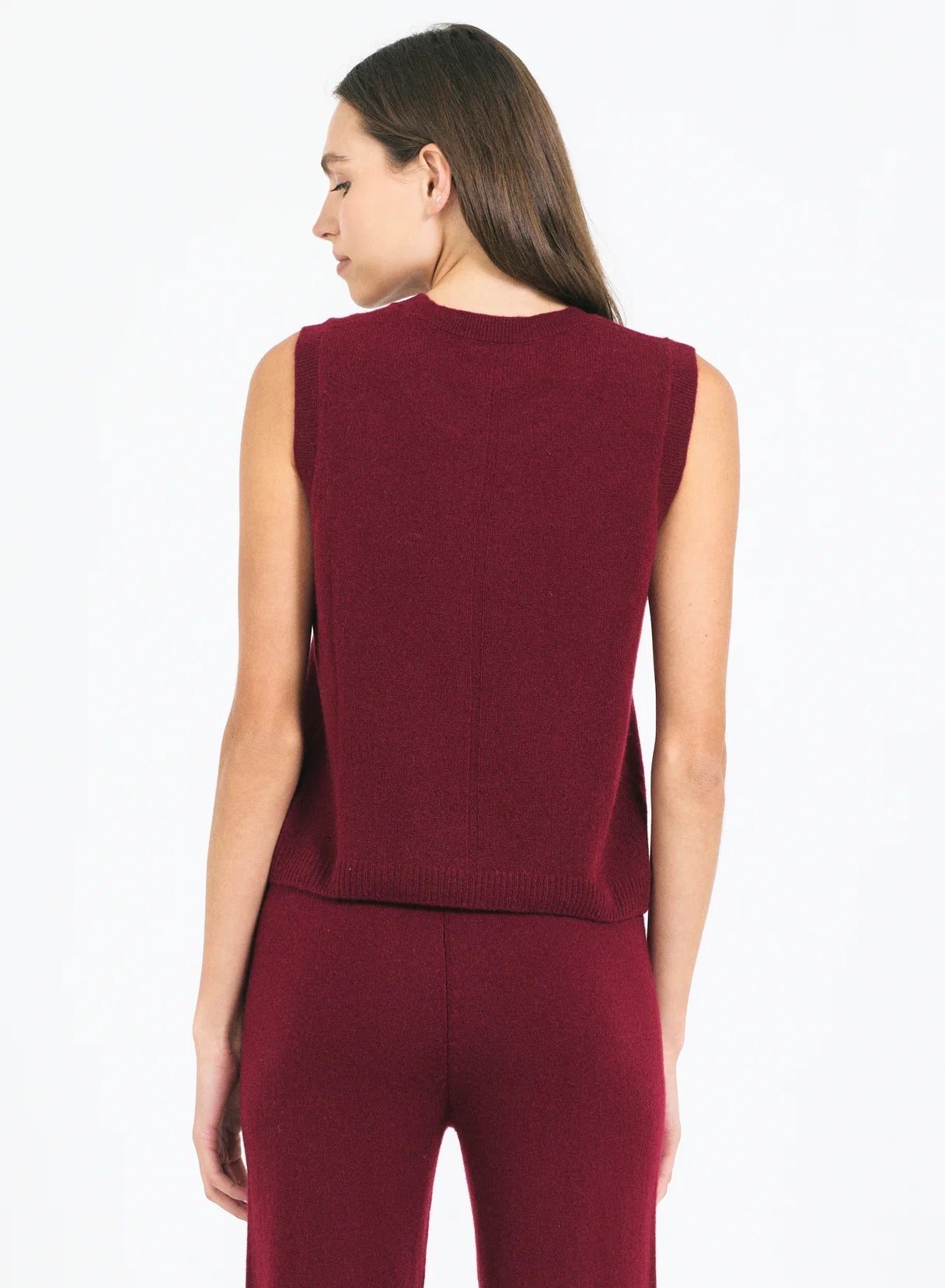 One Grey Day Forbes Cashmere Sleeveless Tee Currant