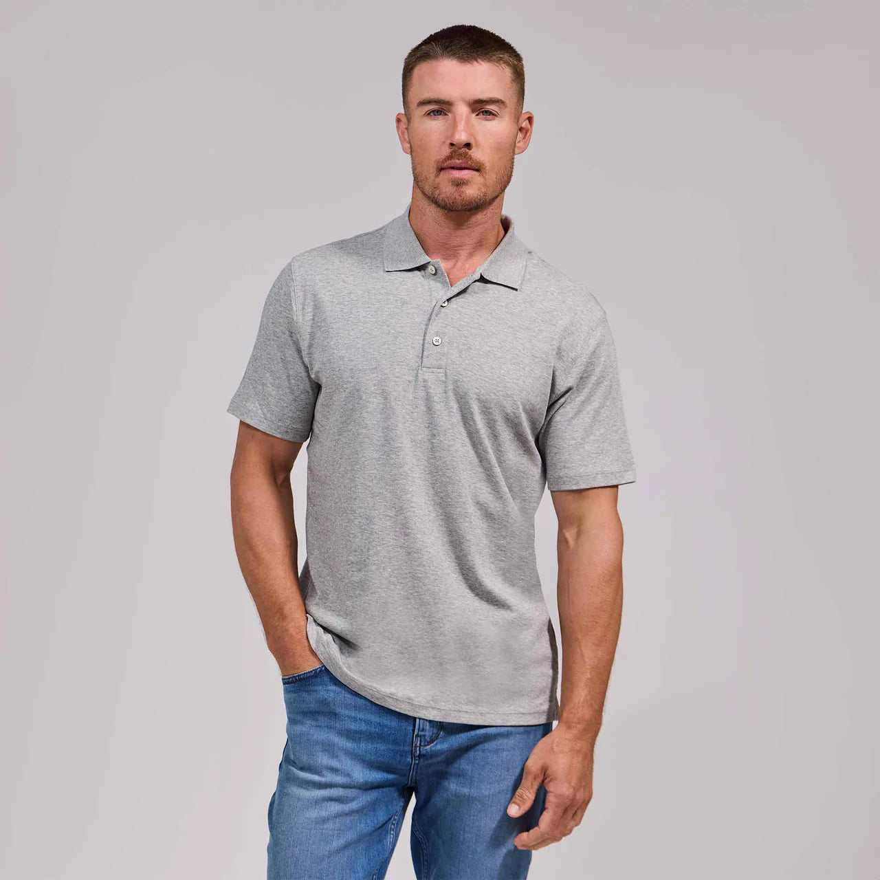 Rye 51 The Cusco Luxe Supima Polo Heather Grey