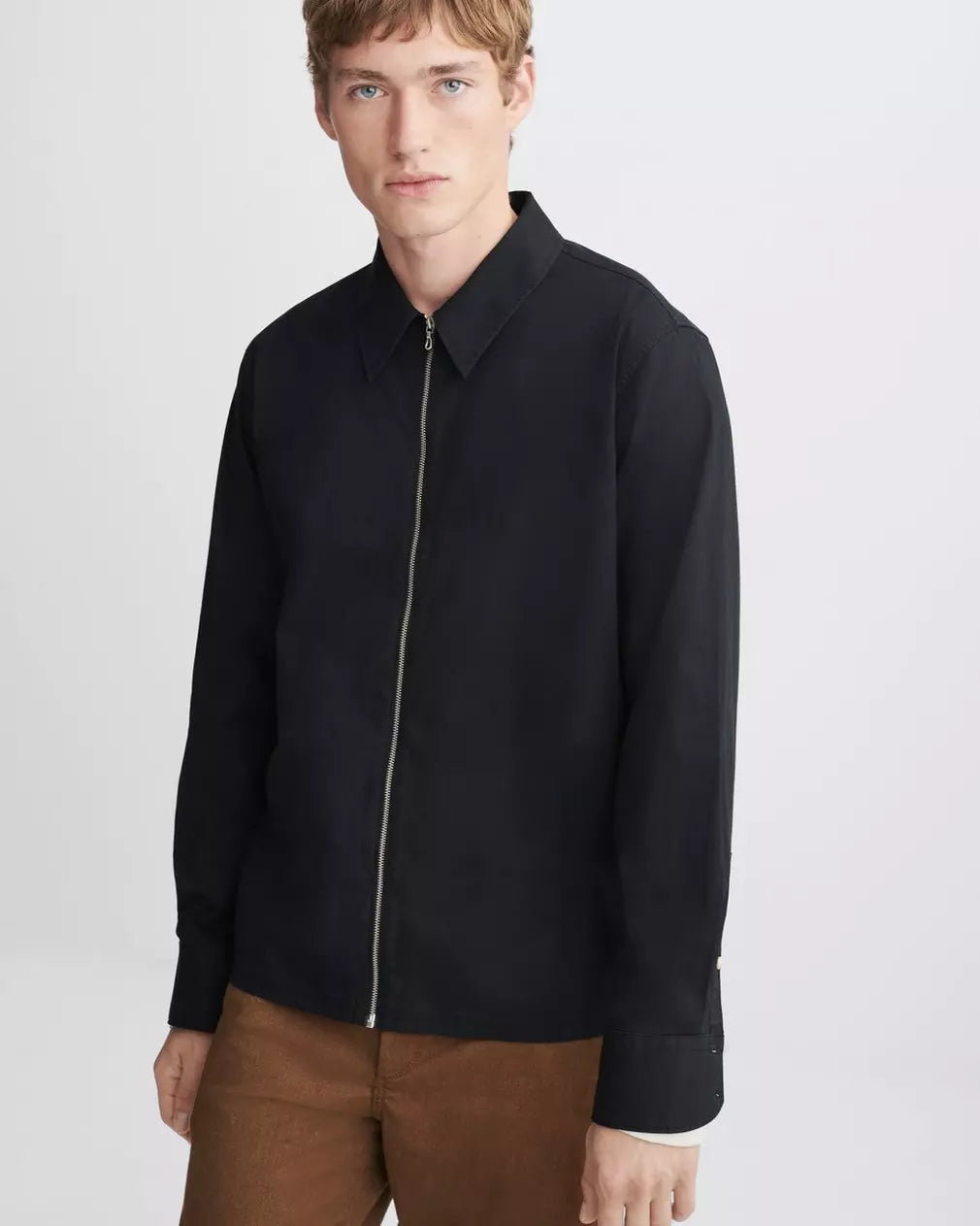Rag & Bone Zip Dalton Poplin Shirt Blac