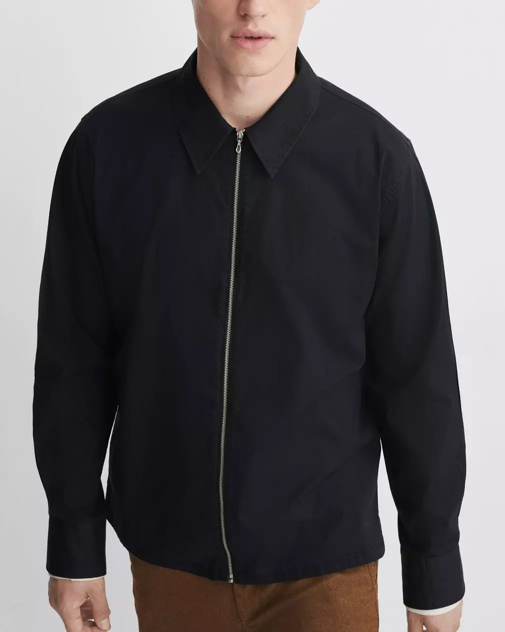 Rag & Bone Zip Dalton Poplin Shirt Blac