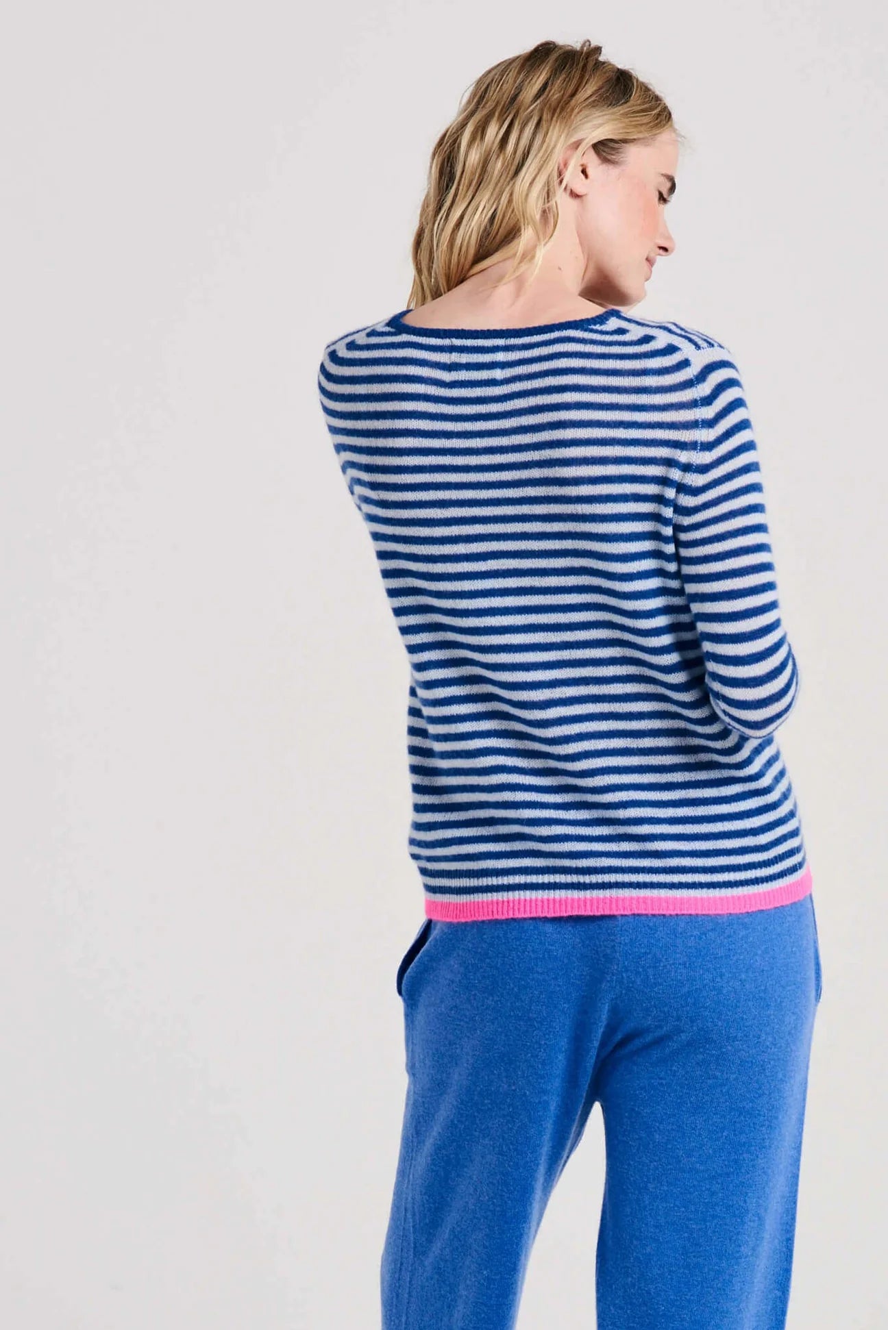 Jumper 1234 Little Stripe Crew Denim Cement Hot Pink