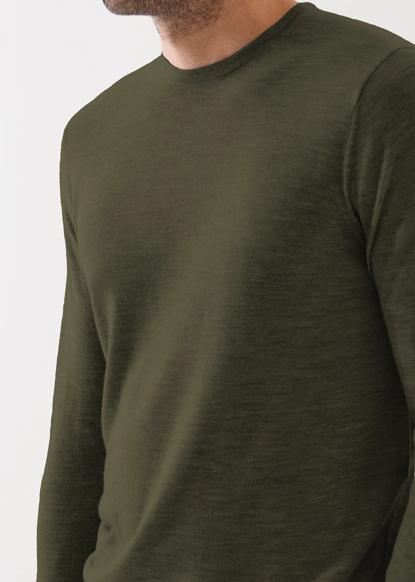 Patrick Assaraf 14GG XFine Merino Crew Deep Olive