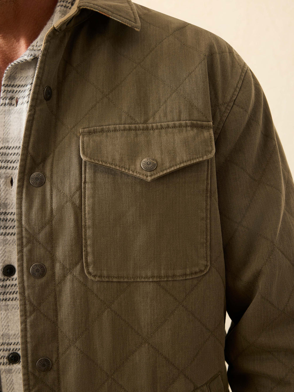 Faherty Doug Good Feather Reversible Bondi Jacket Prairie Olive