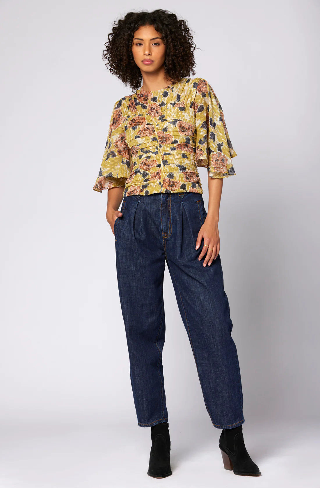 Joie Foster Blouse Ecru Olive Multi